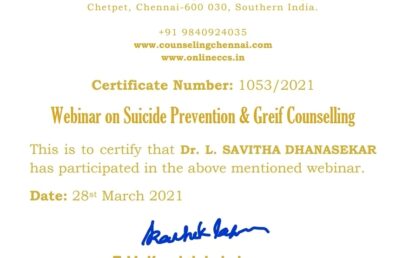 Webinar on Suicide Prevention and Grief Counselling